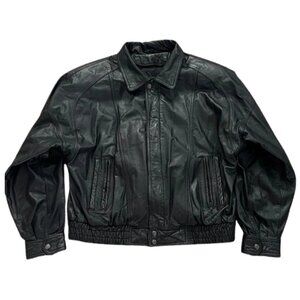 Vintage Byrnes & Baker Men’s Genuine Black Leather Jacket Thinsulate Zip Snap- L